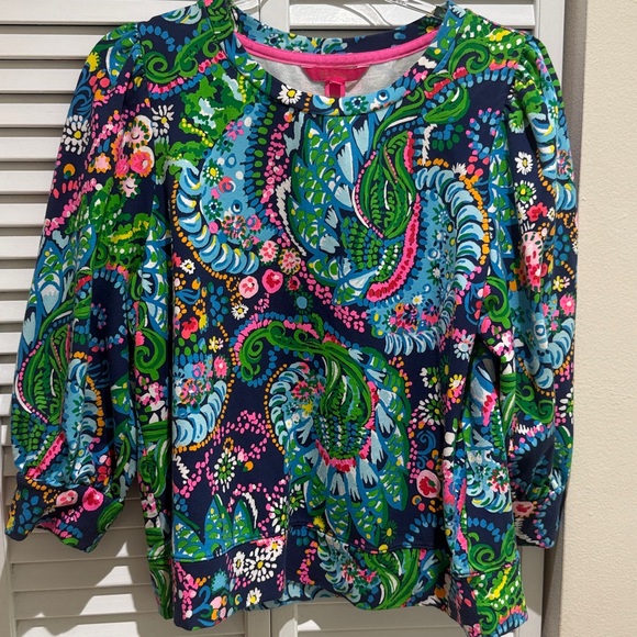 Lilly Pulitzer Corden Knit Sweatshirt in “Take Me To The Sea” print. - Picture 1 of 4